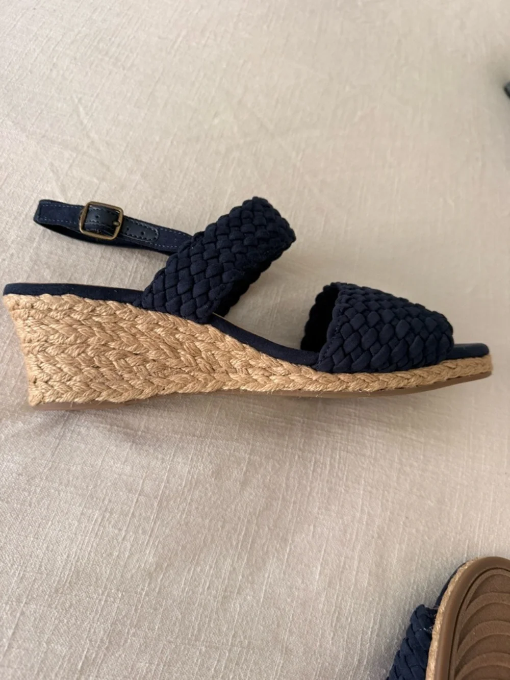 Bella Vita Espadrille Wedge Sandals Navy Woven Strappy Size 11 New